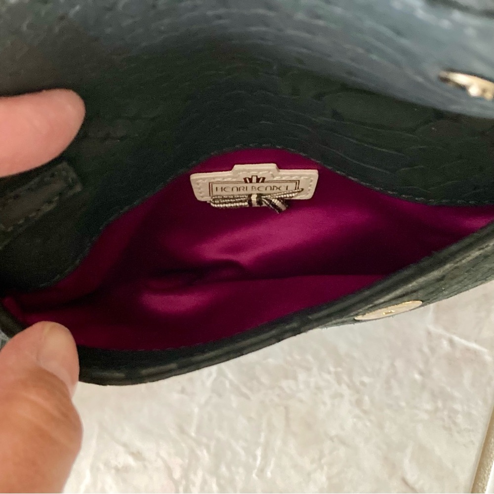 EUC Henri Bendel Black Sueded Snakeskin Embossed Leather Wristlet Clutch - Picture 12 of 14